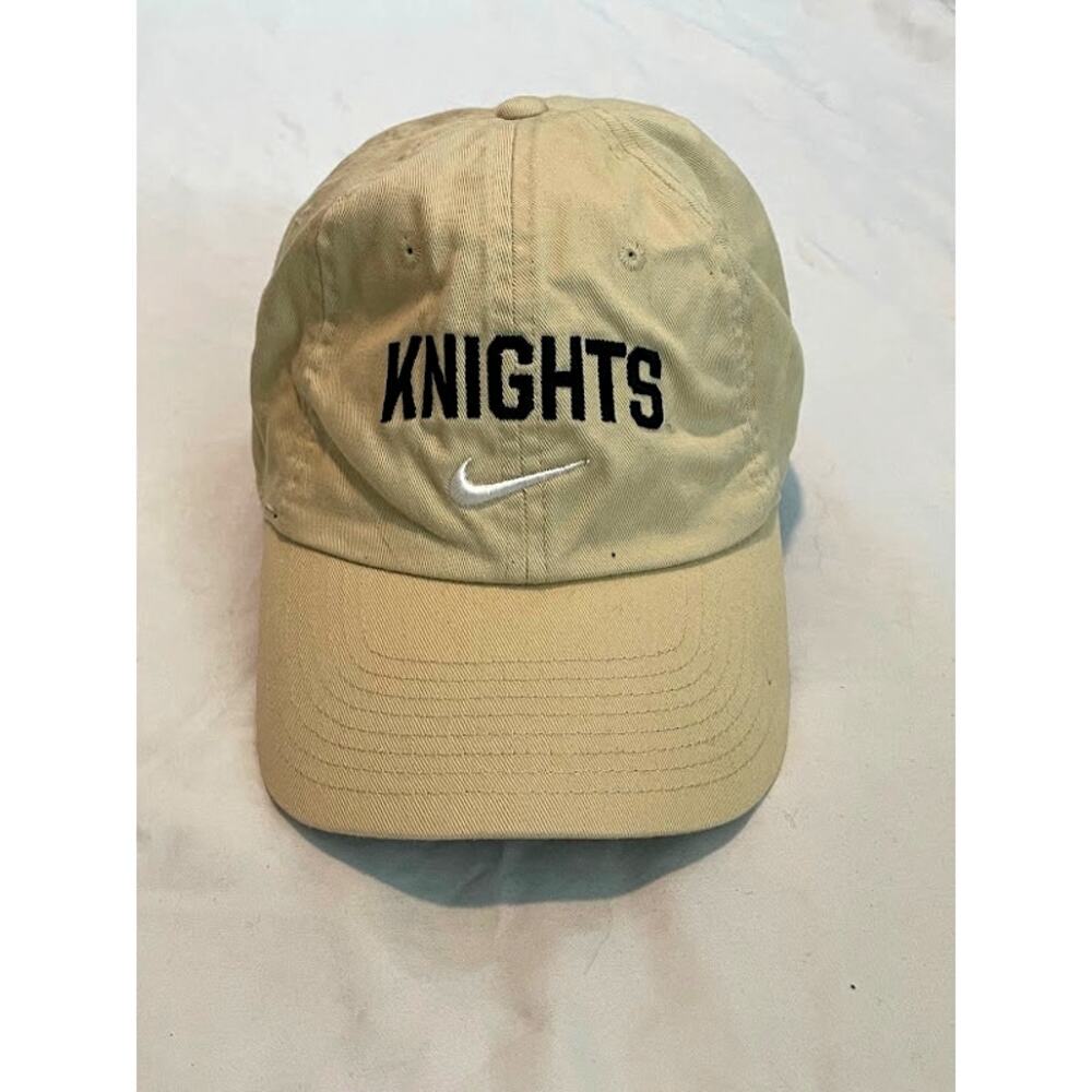 Nike Knights UCF College Baseball Hat Khaki Tan Beige Dad Cap Swoosh Adjustable